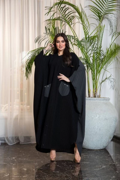 Crepe Abaya in two colors black and gray IB201